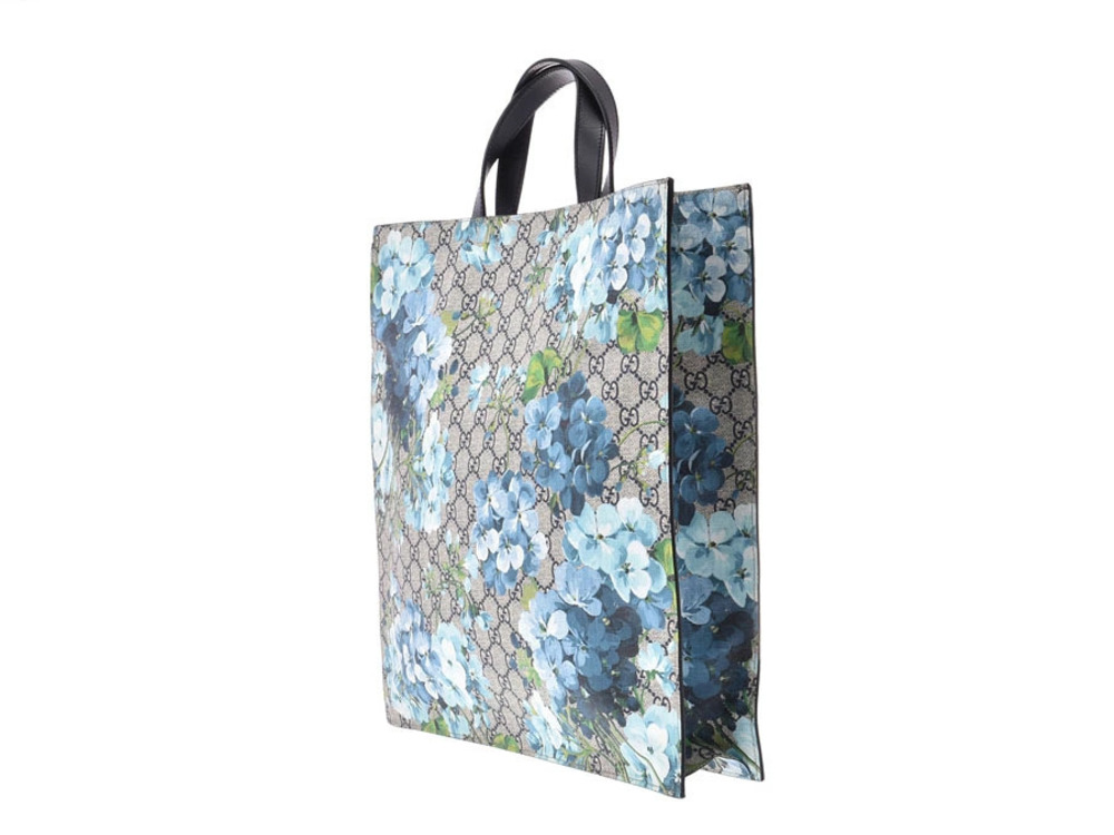 Gucci Bag Tote Floral GG Supreme Bloom Blue Strap Leather